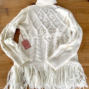 Room 34 brand new ladies fringe cable knit  sweater